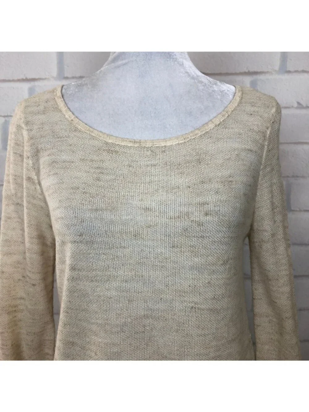 Joie Annalie Linen Blend Fringe Sweater Size XS Beige